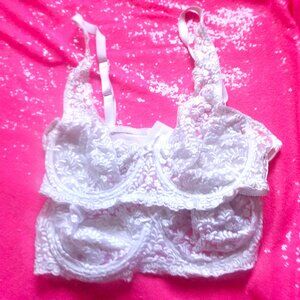 nwot 38c bra set sexy sheer lingerie white lace lot set 2 valmont underwire